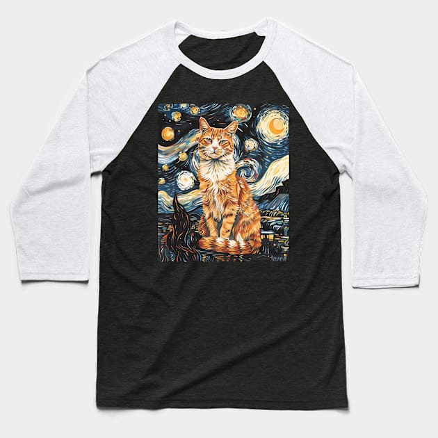 Cat Starry Night Cosmic Dreams Baseball T-Shirt by BoazBerendse insect